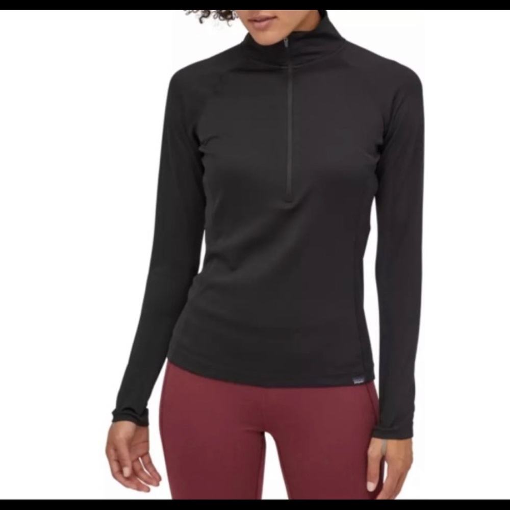 Patagonia capeline black pull over half zip long sleeve turtleneck sweater top S